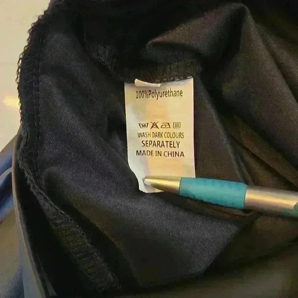 Womens Faux Leather Front Slit Maxi A Line Skirt Black Size XL - Picture 6 of 9